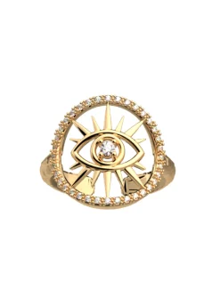 Bague ronde Les Georgettes Oeil dorée 16mm_x005f_x000D_Collection Les Précieuses