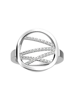 Bague ronde Les Georgettes argentée oxydes 16 mm collection Liens