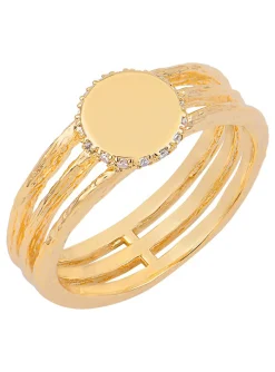 Bague Saunier plaqué or oxydes Canopée