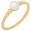 Bague Saunier plaqué or perle synthétique Opaline