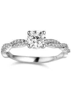 Bague solitaire accompagné diamants or 750/1000