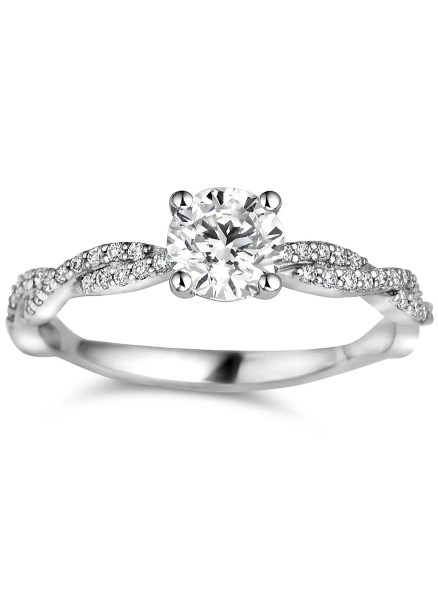 Bague solitaire accompagné diamants or 750/1000