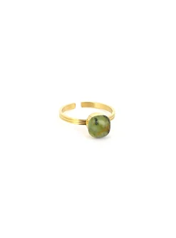Bague Zag acier doré réglable turquoise africaine