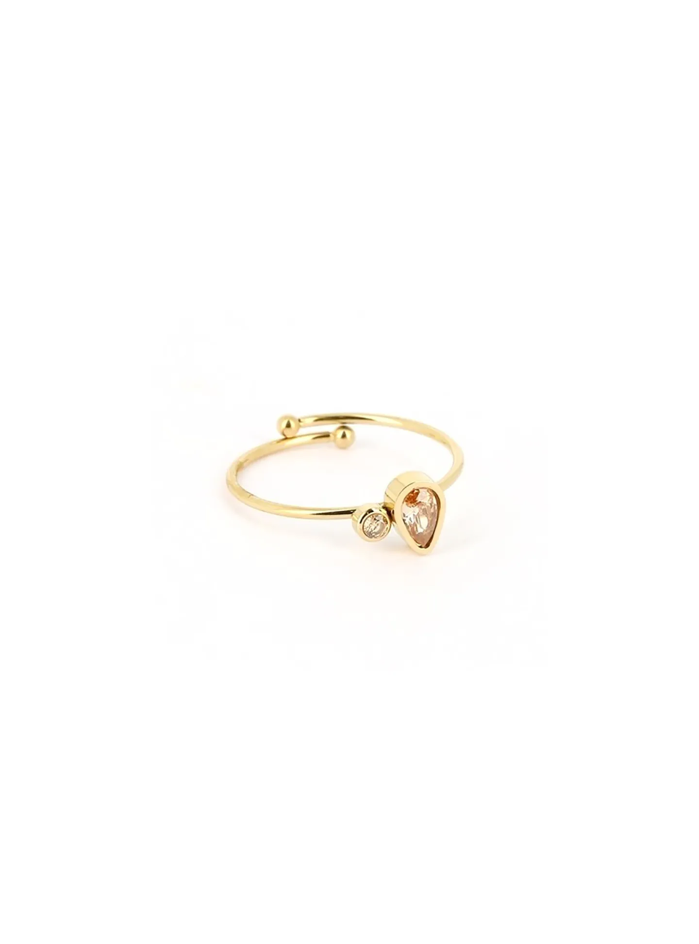 Bague Zag acier doré réglable_x005f_x000D_oxydes de zirconium nude