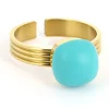 Bague Zag acier doré réglable turquoise