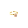 Bague Zag Bijoux acier doré quartz rose