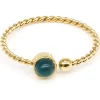 Bague Zag Bijoux acier doré réglable bleu_x005f_x000D_apatite