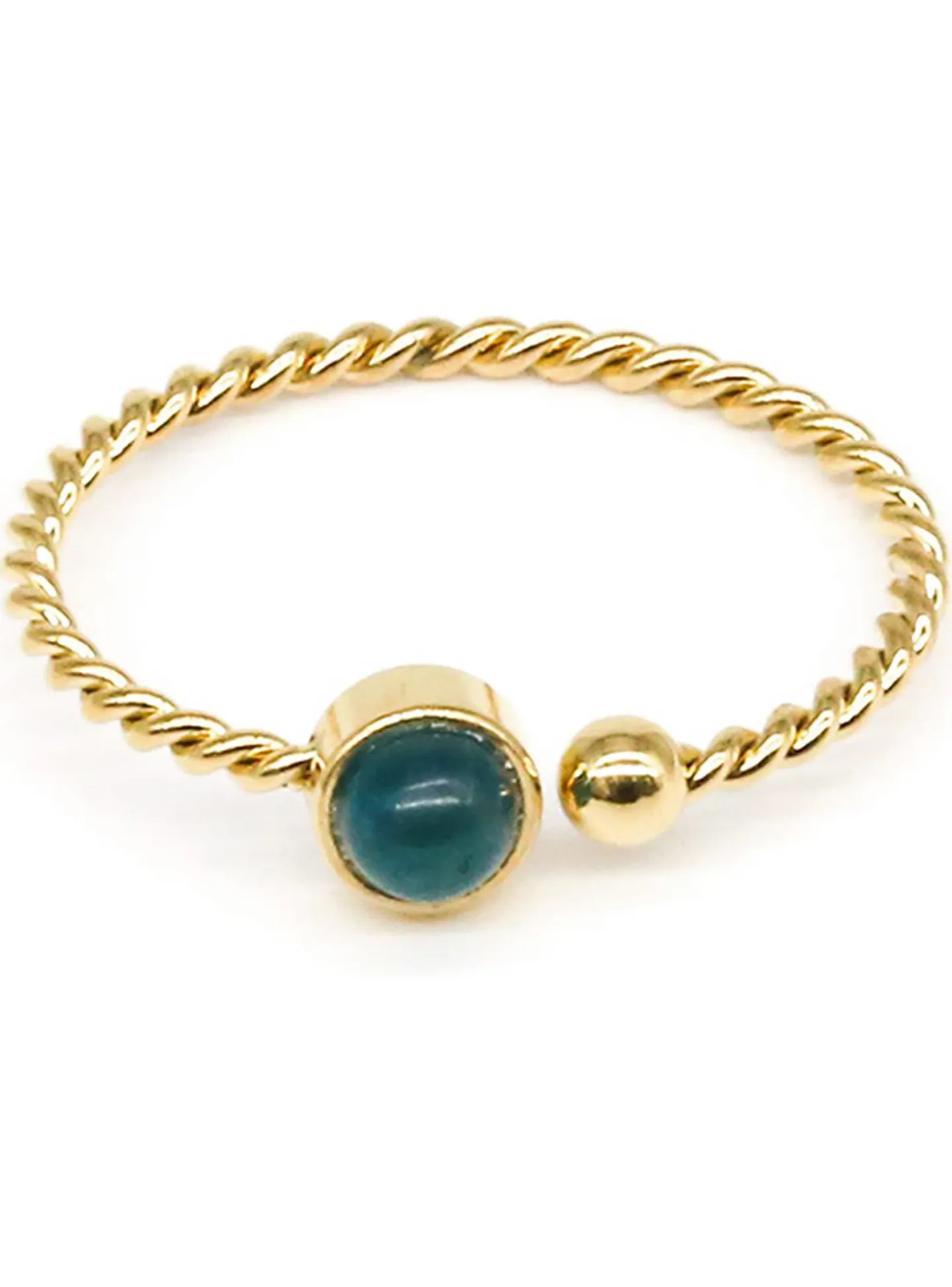 Bague Zag Bijoux acier doré réglable bleu_x005f_x000D_apatite