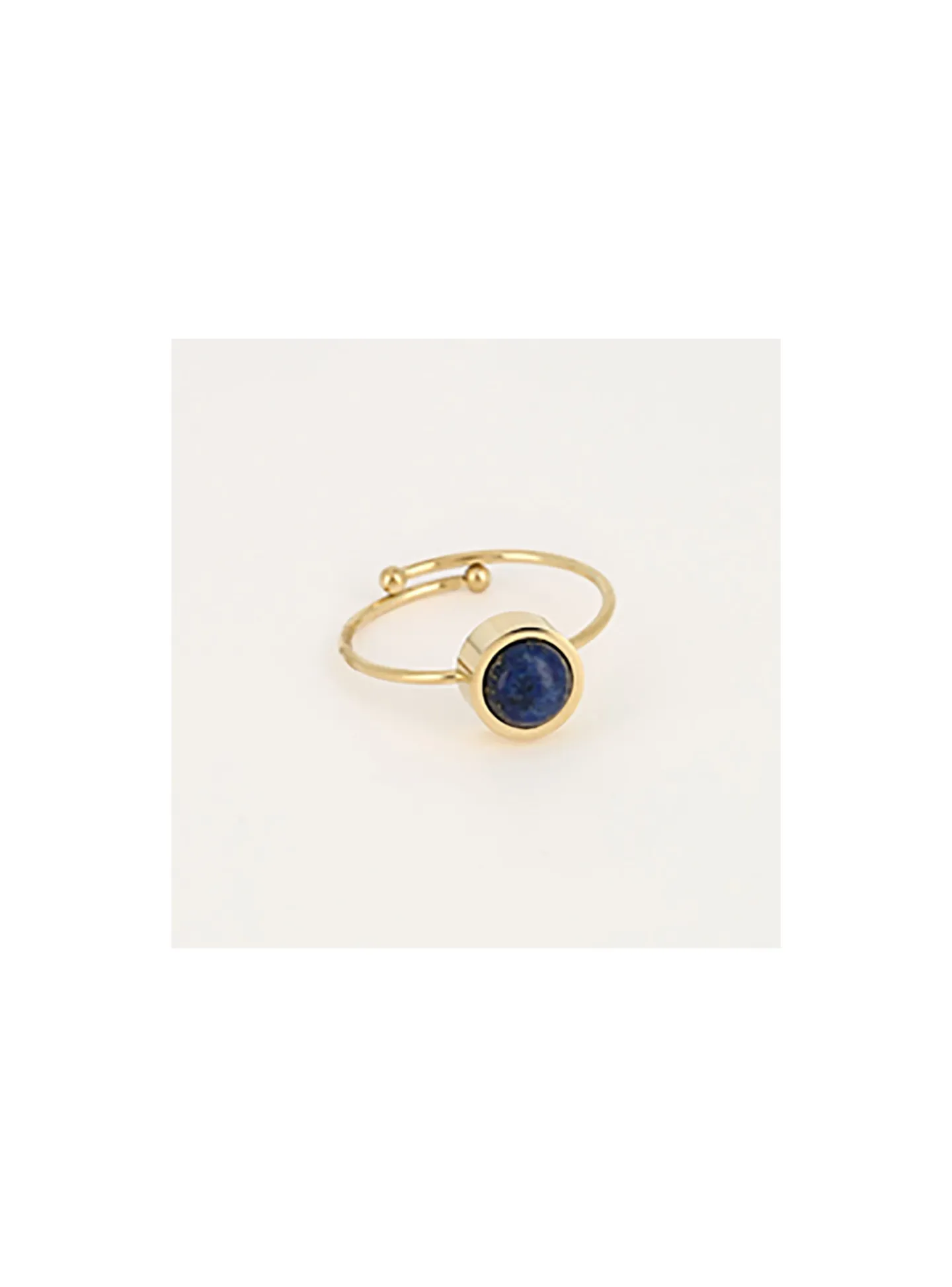 Bague Zag Bijoux acier doré réglable marine_x005f_x000D_lapis lazuli