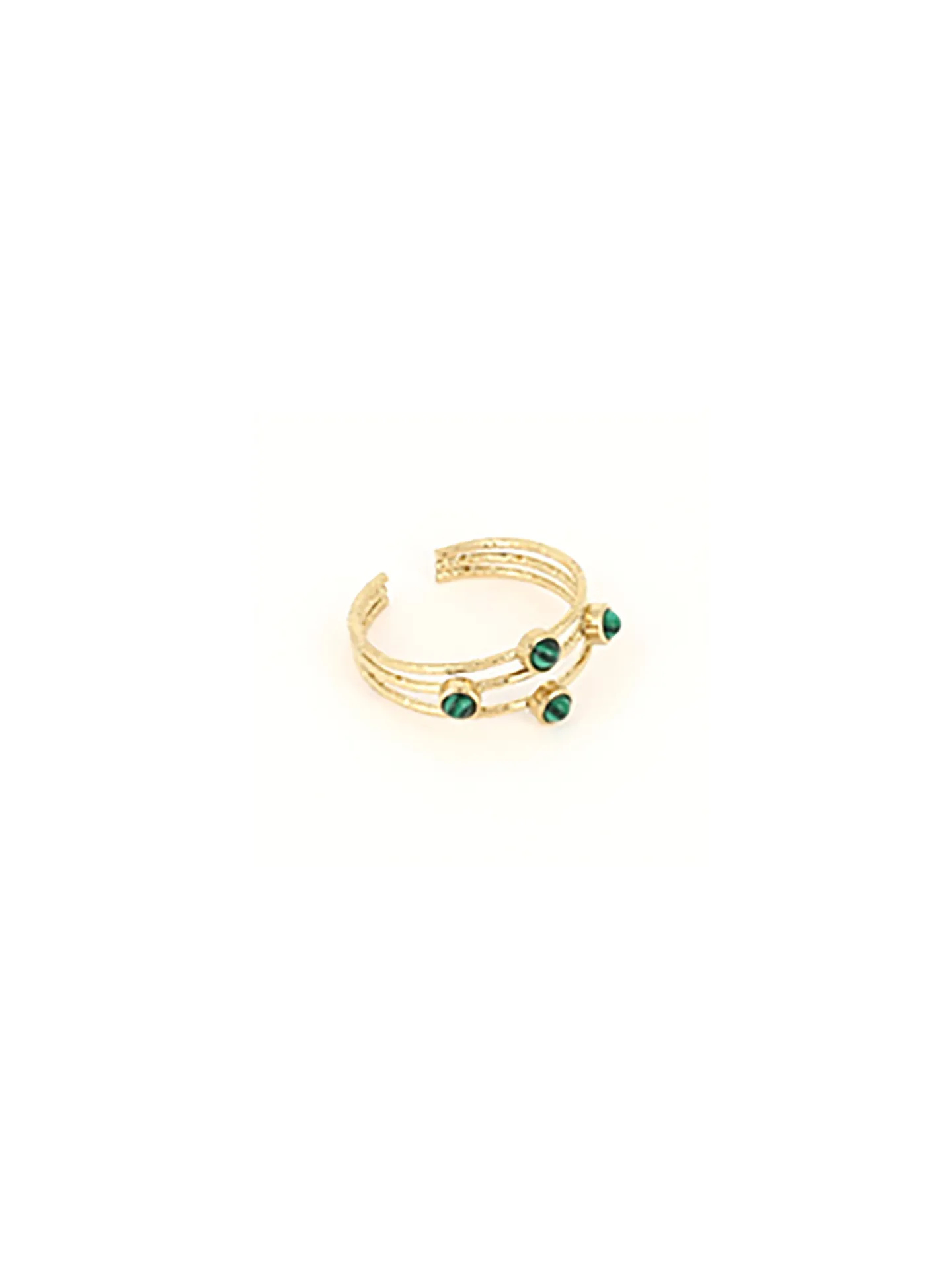 Bague Zag Bijoux acier doré malachite