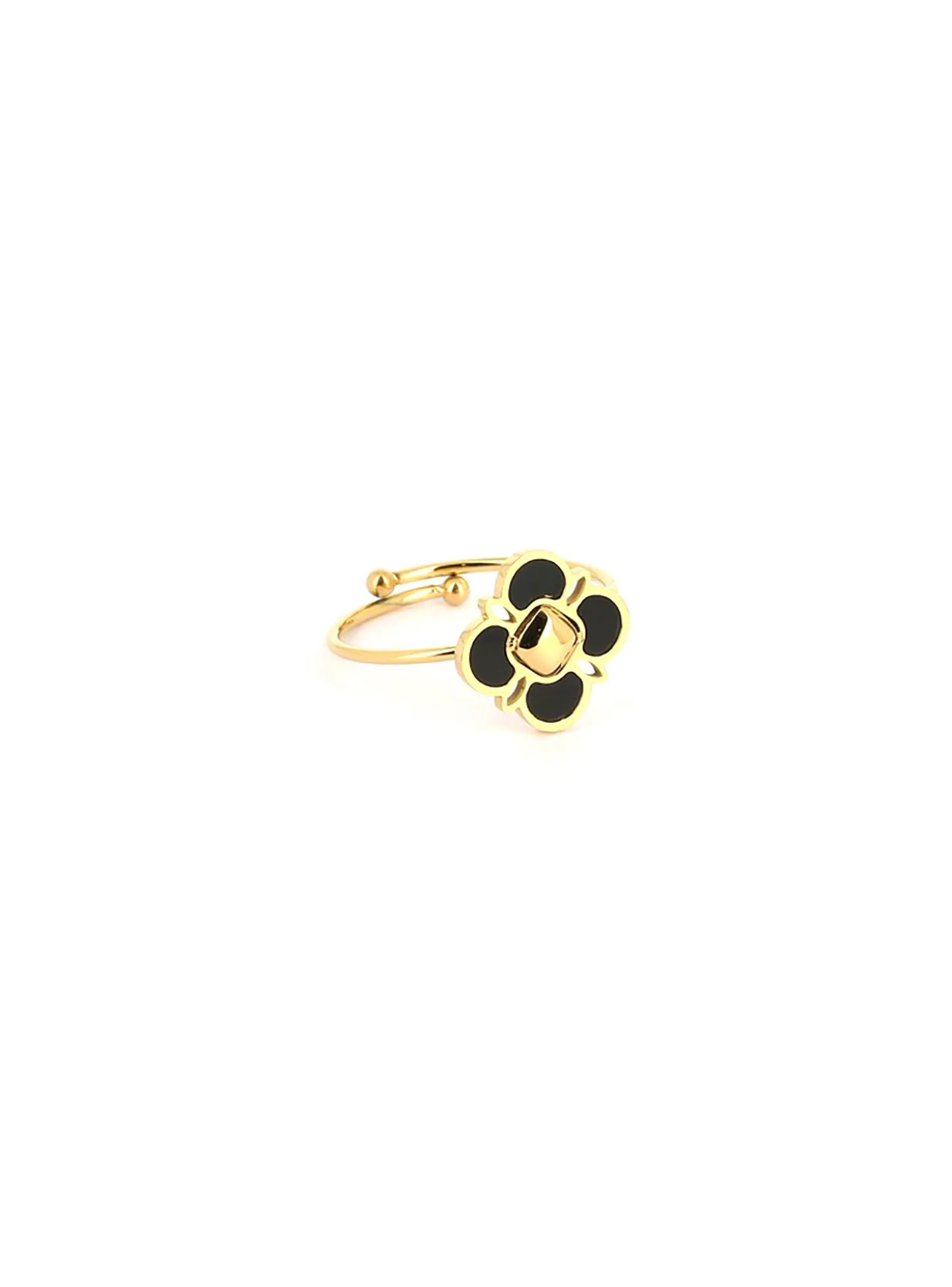 Bague Zag Bijoux Esmee trèfle nacre noire
