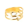 Bague Zag Bijoux large acier doré nacre et oxyde