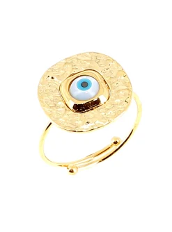 Bague Zag Bijoux Lousada acier doré nacre