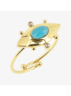 Bague Zag Bijoux navette et turquoise