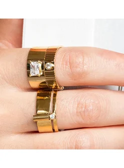 Bague Zag Bijoux Noémie acier doré oxyde