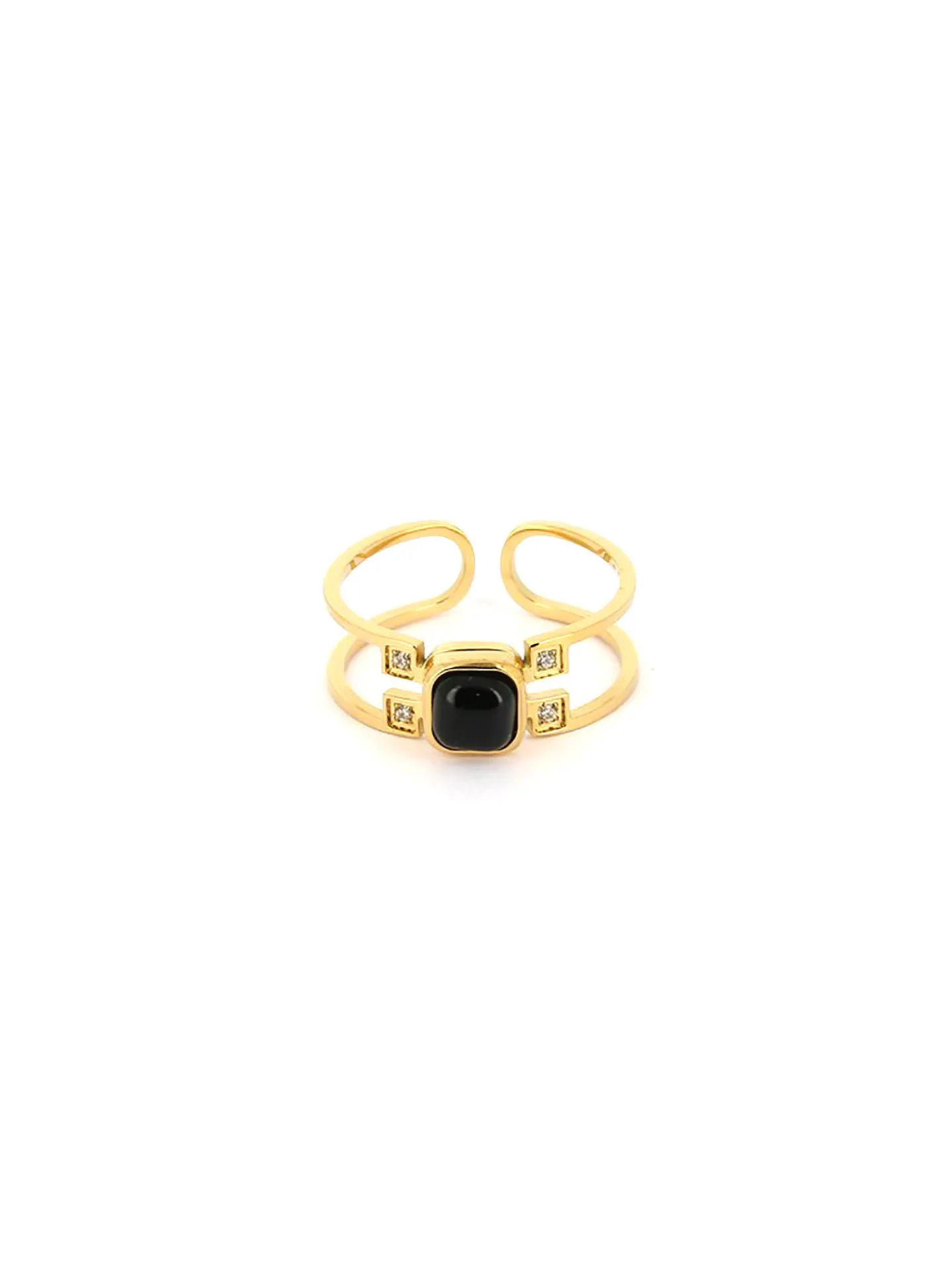 Bague Zag Bijoux Ostie onyx et oxyde de zirconium