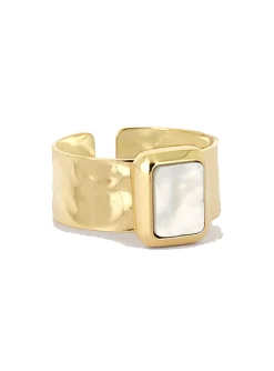 Bague Zag Bijoux Preston acier doré nacre blanche