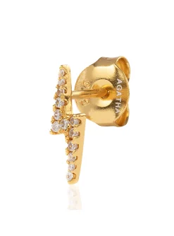 Boucle d'oreille Agatha Eclair argent doré oxydes