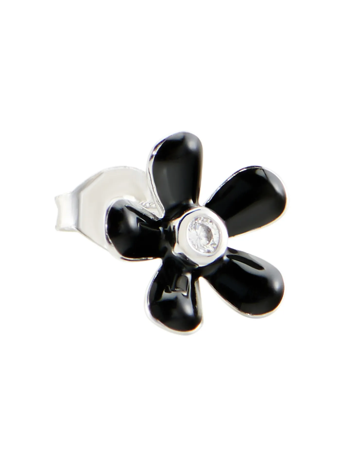 Boucle d'oreille Agatha Suzon argent émail noir