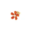 Boucle d'oreille Agatha Suzon dorée émail orange