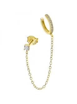 Boucle d'oreille ear cuff Lotus Silver dorée oxyde