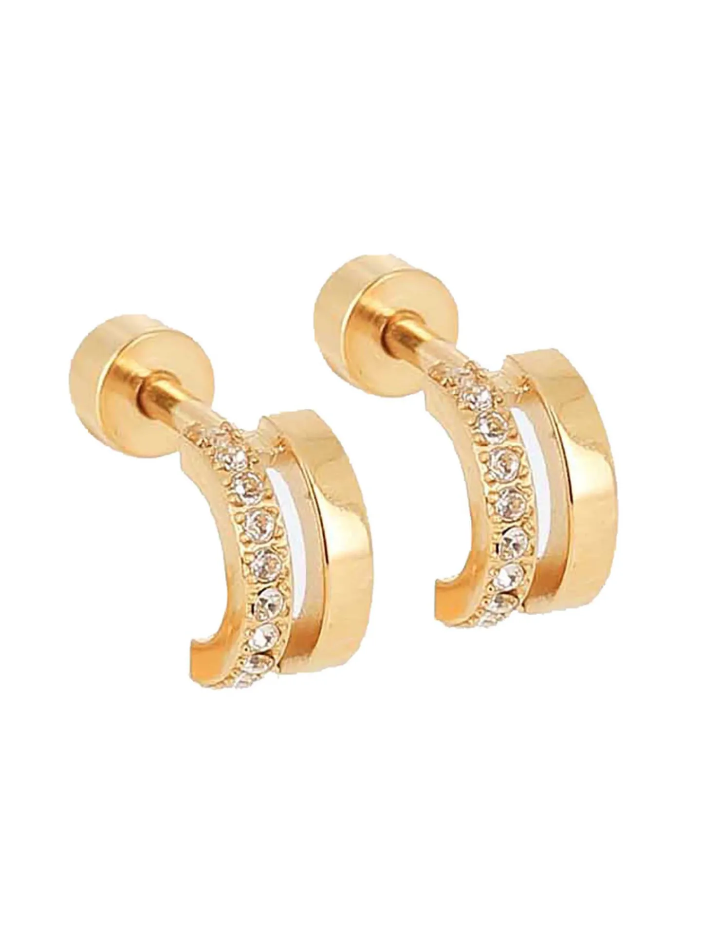 Boucle d'oreille individuelle Zag Bijoux demi créole_x005f_x000D_oxyde acier doré