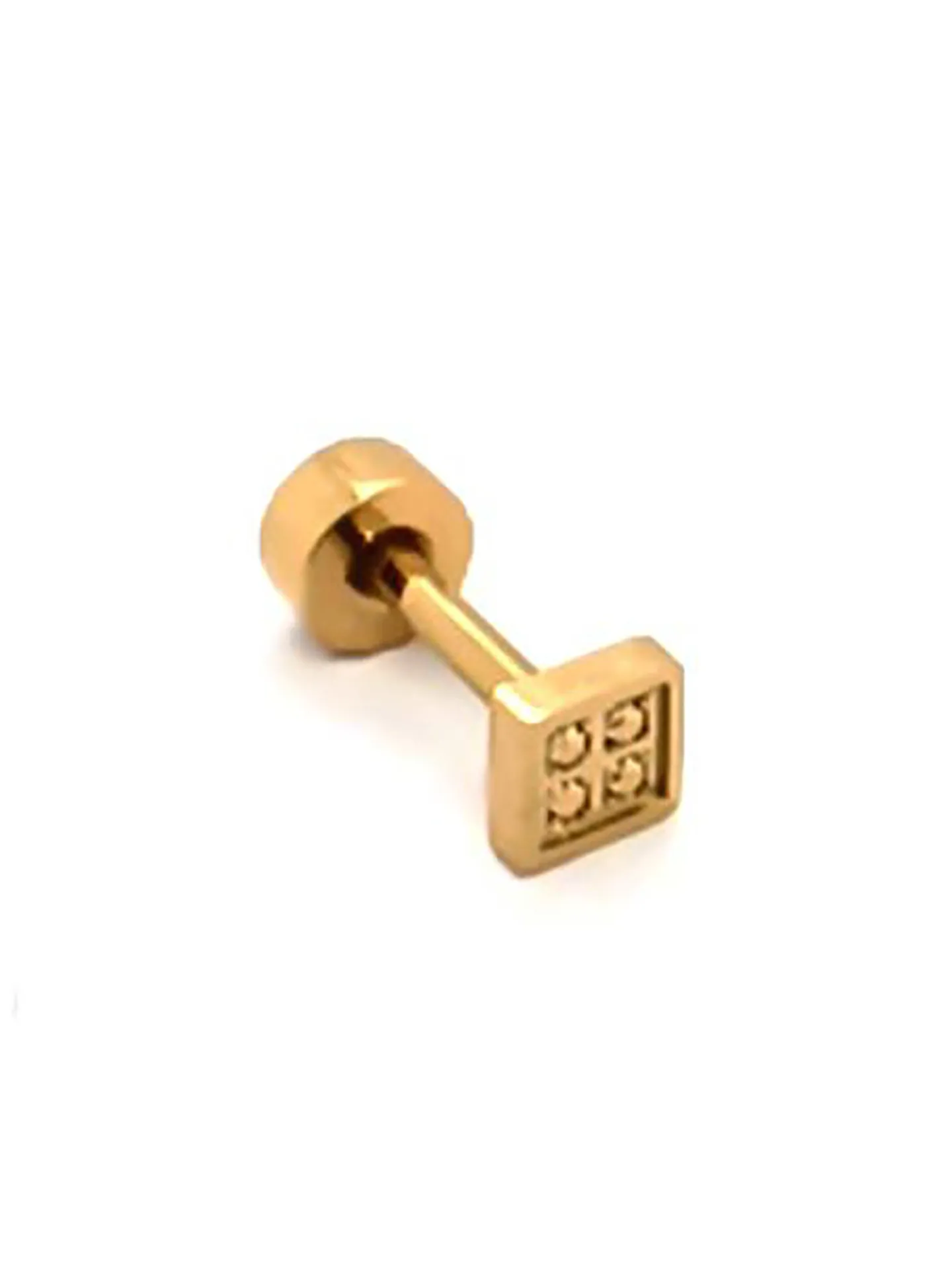 Boucle d'oreille individuelle Zag Bijoux carré acier_x005f_x000D_doré oxyde marron