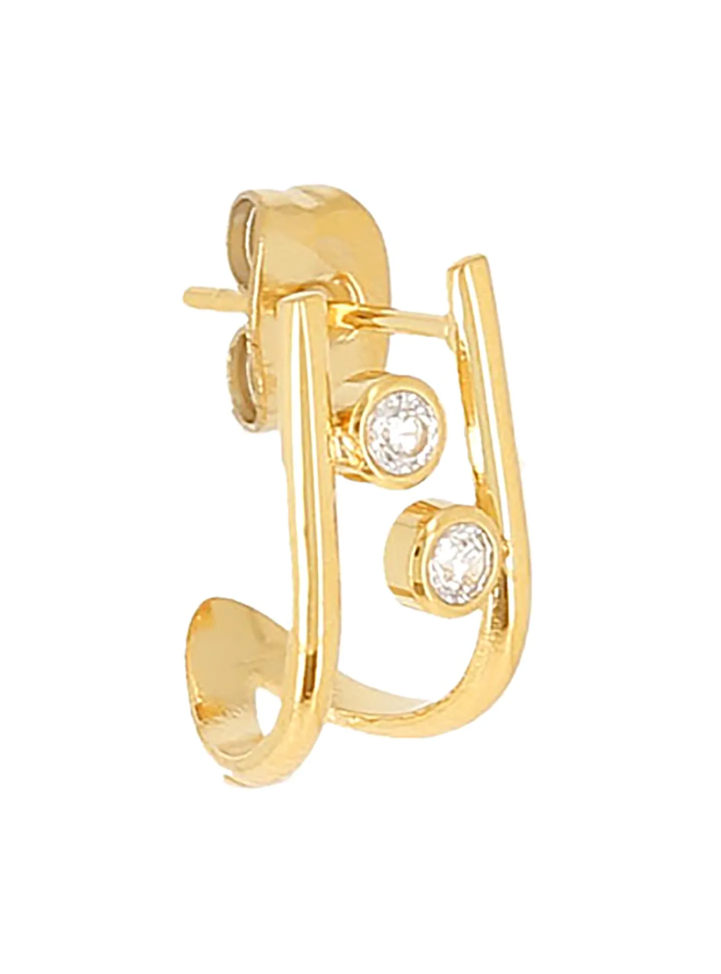 Boucle d'oreille individuelle Zag Bijoux demi créole_x005f_x000D_acier doré deux oxydes