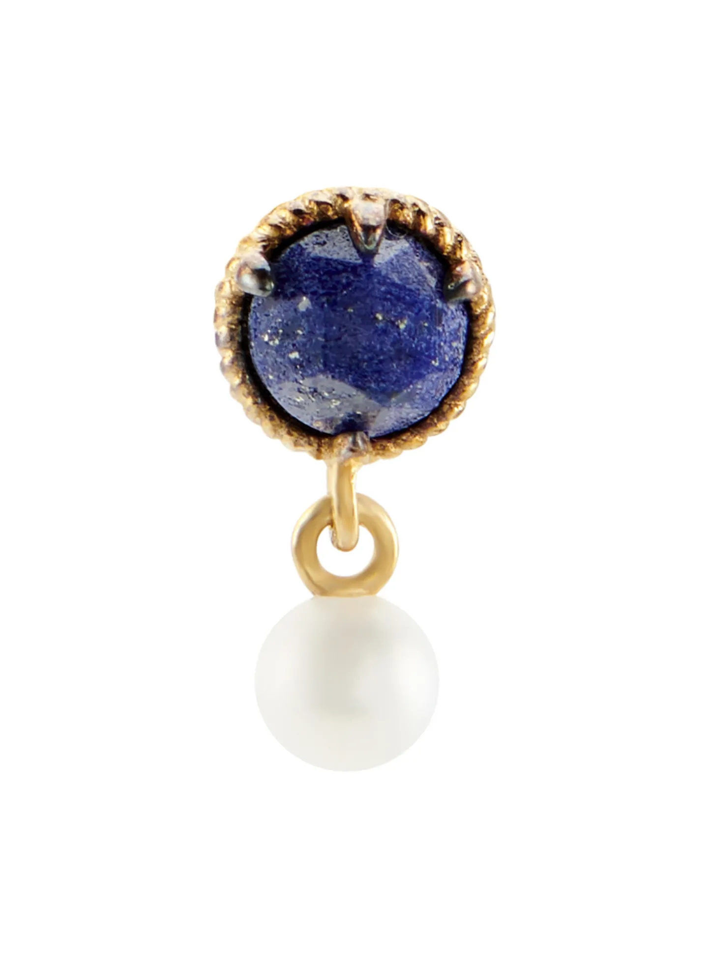 Boucle d'oreille individuelle Agatha Précieux dorée_x005f_x000D_lapis lazuli