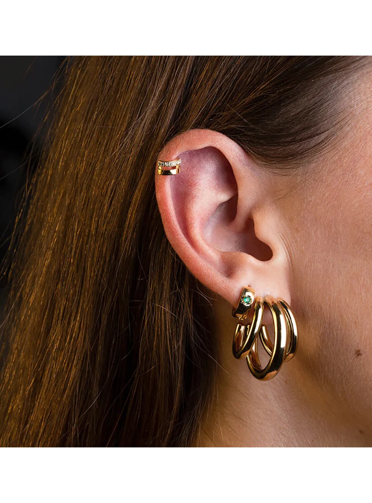 Boucle d'oreille individuelle Zag Bijoux demi créole_x005f_x000D_oxyde acier doré