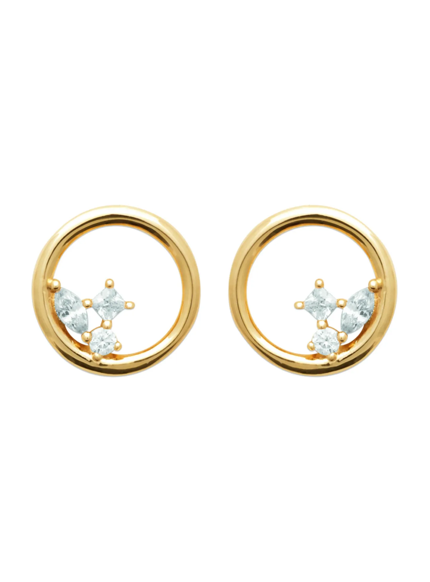 Boucles d'oreille Brillaxis ronde plaqué or et oxyde