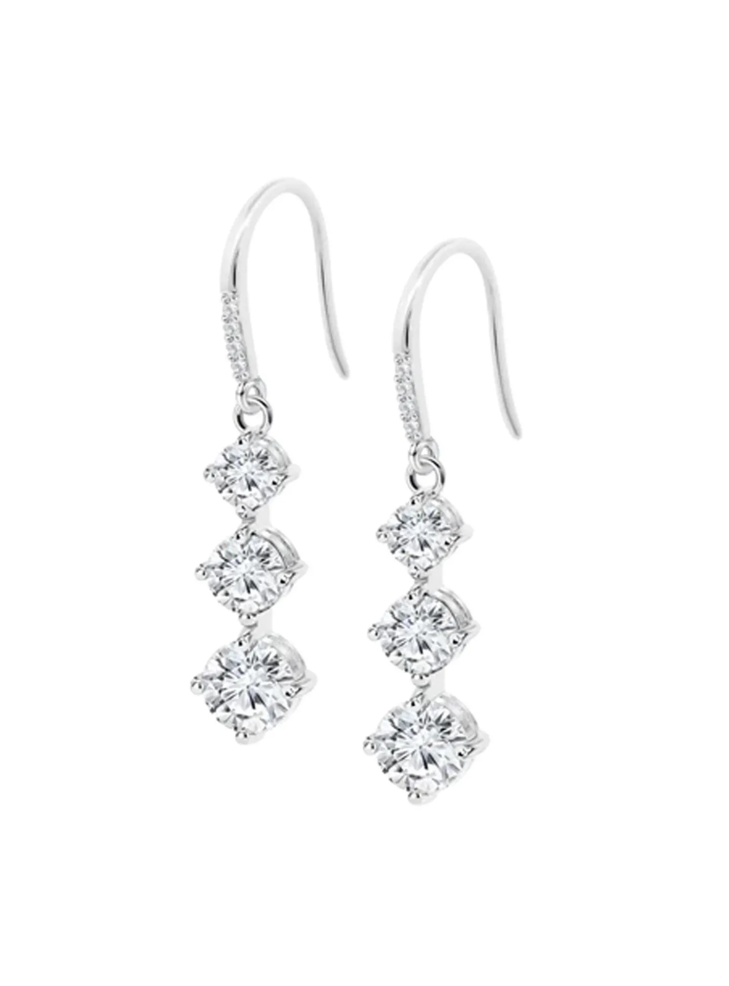 Boucles d'oreille Lotus Silver triple oxydes blancs