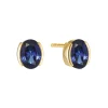Boucles d'oreille puce Sif Jakobs ELLISSE CAREZZA_x005f_x000D_argent plaqué or jaune 18k oxyde bleu