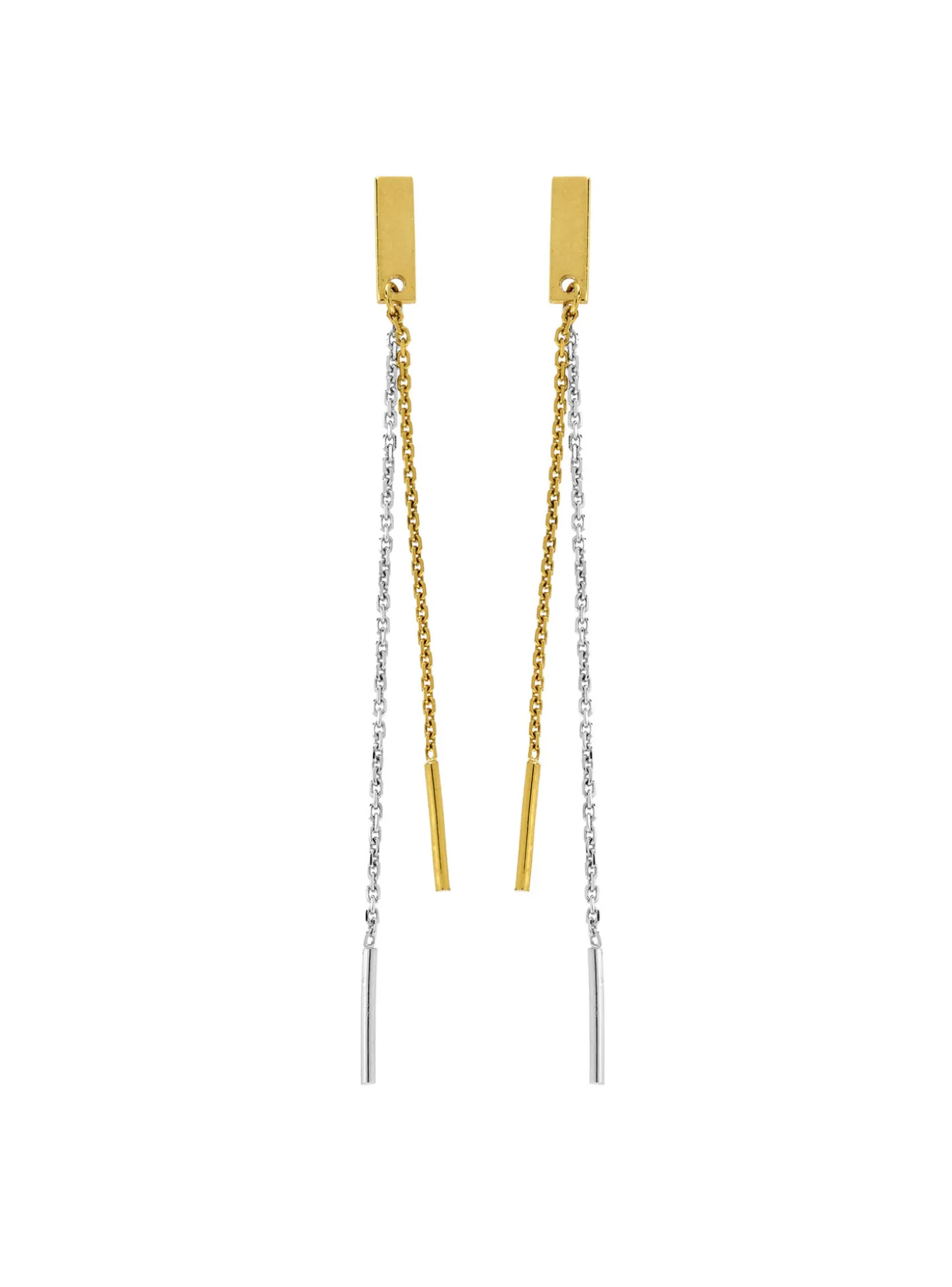 Boucles d'oreilles 2 brins or bicolore 9 carats