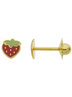Boucles d'oreilles à vis Brillaxis fraise rouge_x005f_x000D_or 9 carats