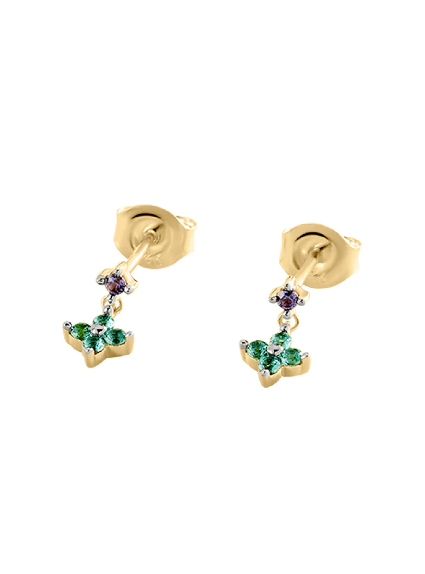 Boucles d'oreilles Agatha Beloved 2 motifs argent_x005f_x000D_doré oxydes verts