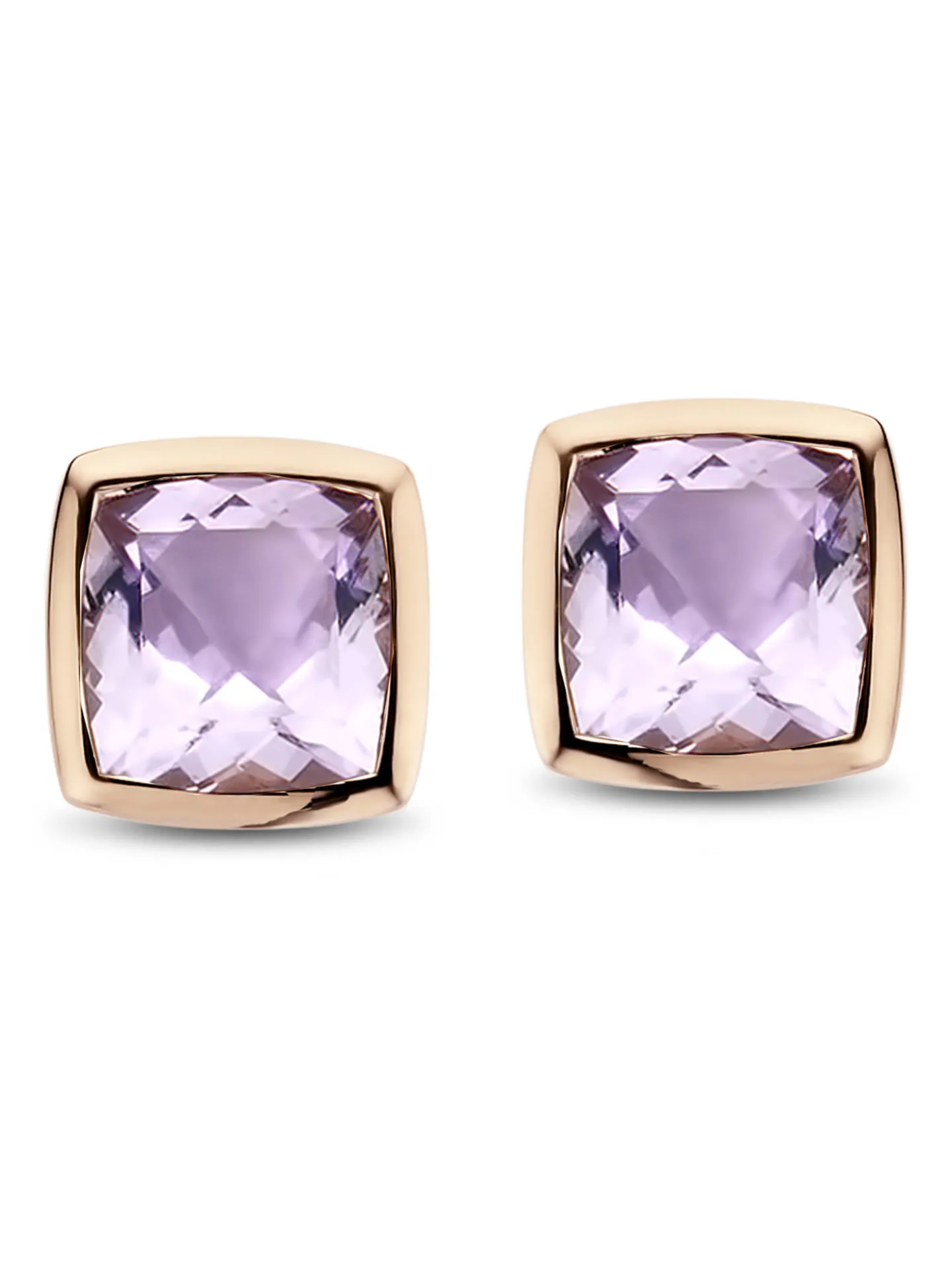 Boucles d'oreilles Améthyste or rose 18 carats