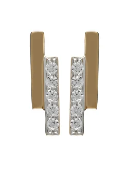 Boucles d'oreilles barrette or bicolore diamants