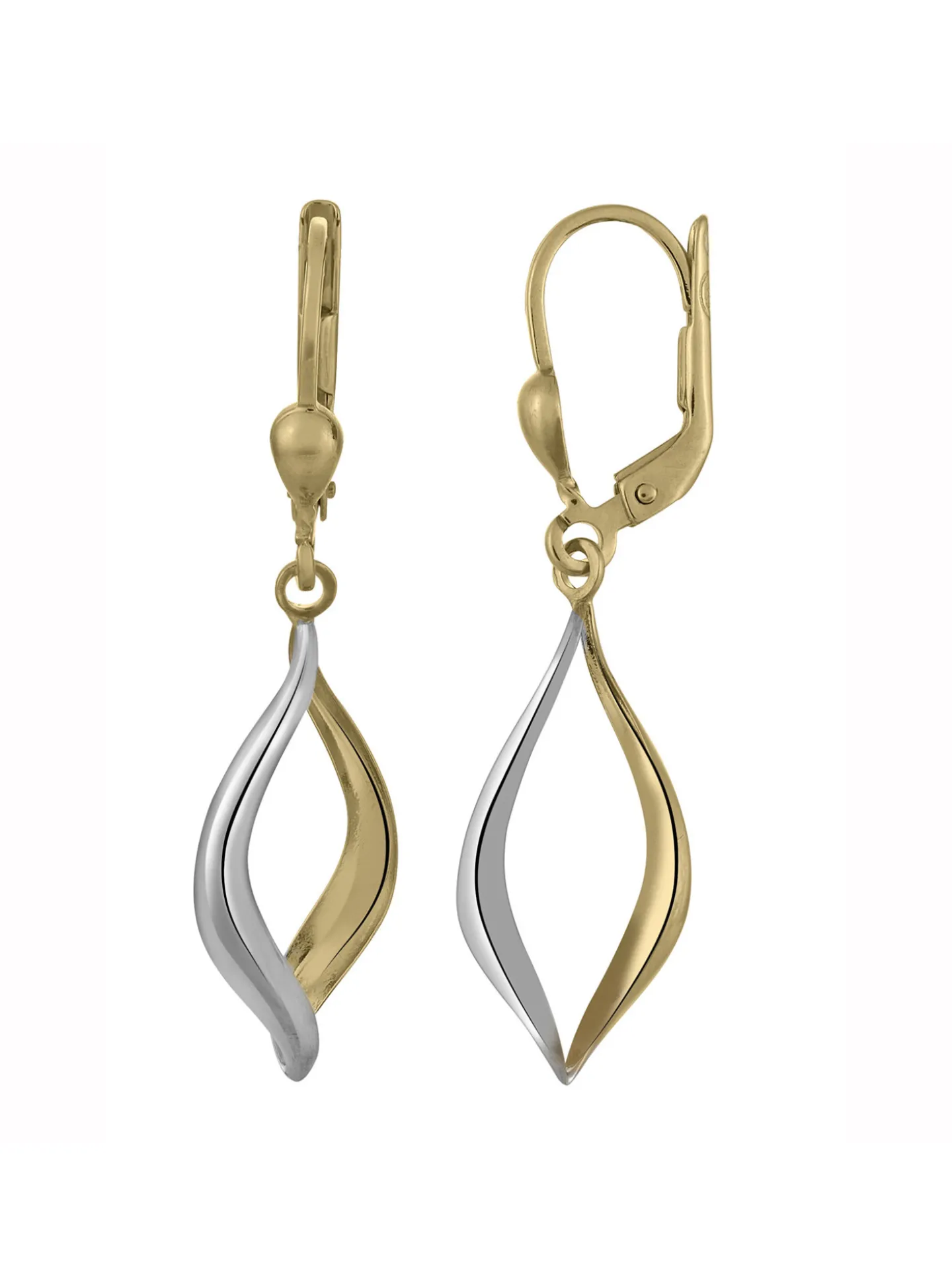 Boucles d'oreilles bicolores en or 9 carats