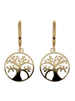 Boucles d'oreilles Brillaxis or jaune arbre de vie