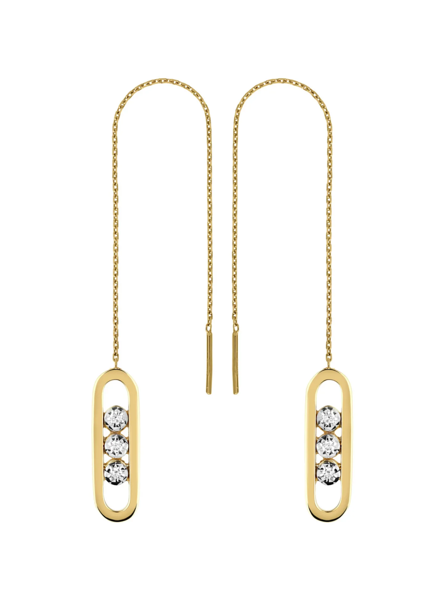 Boucles d'oreilles Brillaxis rectangle pendantes or