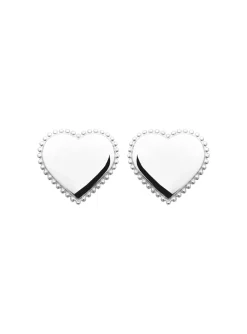 Boucles d'oreilles Brillaxis coeur argent rhodié