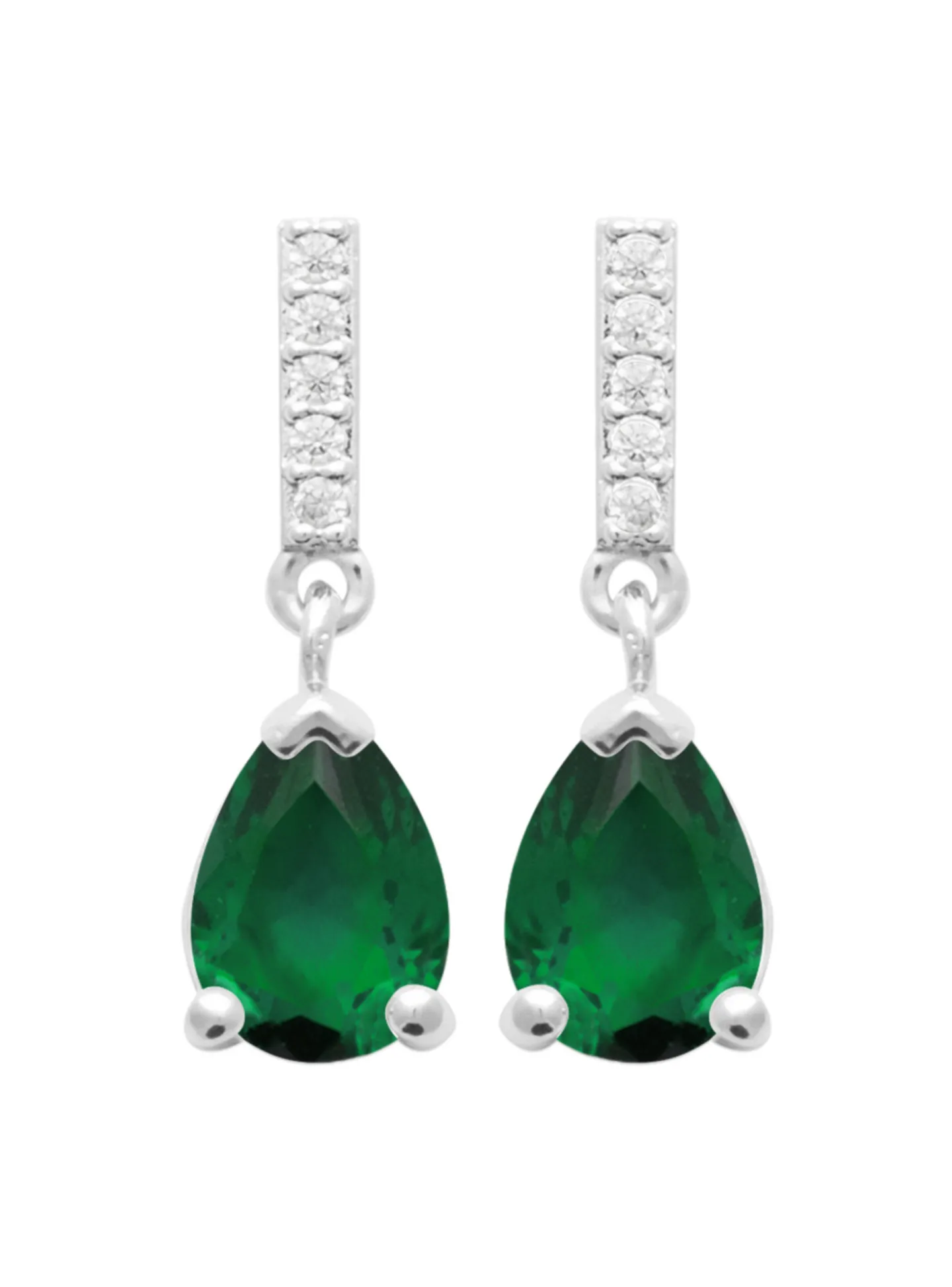Boucles d'oreilles Brillaxis argent rhodié_x005f_x000D_Pierre verte