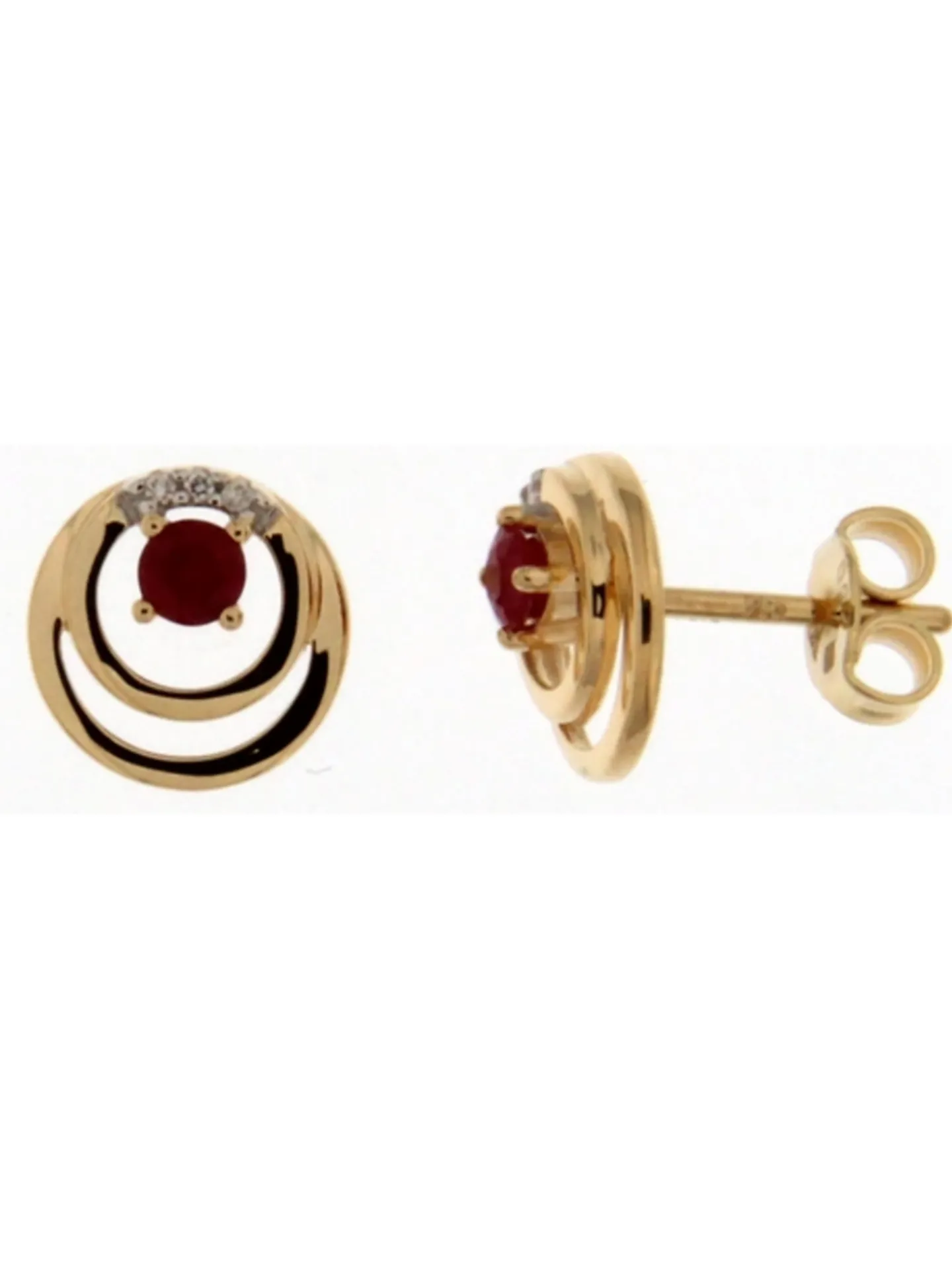Boucles d'oreilles Brillaxis double cercle rubis
