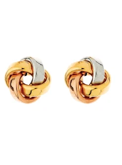 Boucles d'oreilles Brillaxis bouton noeud 3 ors 9K