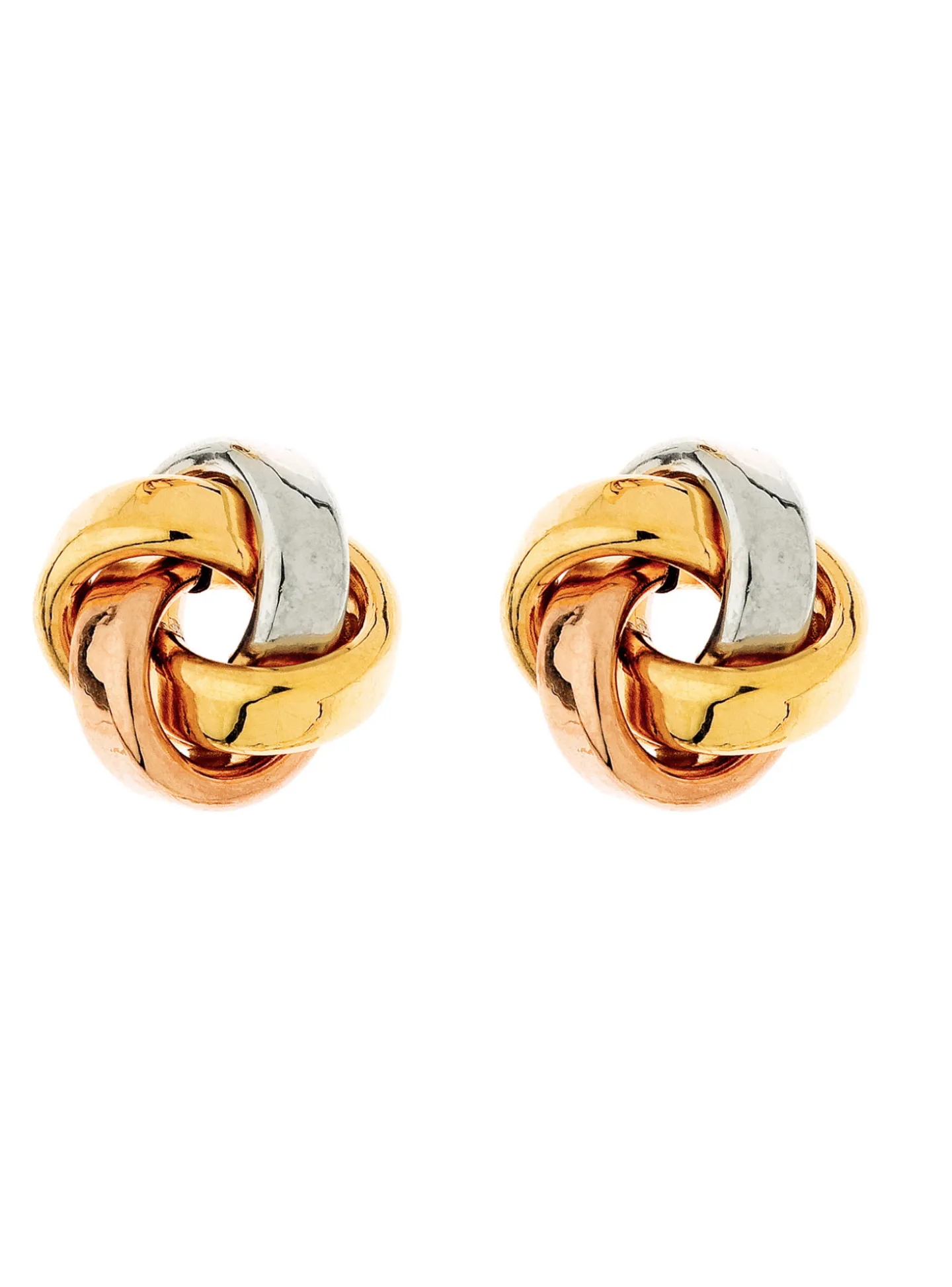 Boucles d'oreilles Brillaxis bouton noeud 3 ors 9K