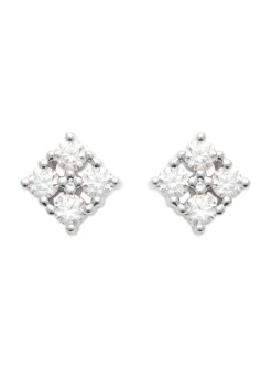 Boucles d'Oreilles Brillaxis puces carrées_x005f_x000D_en Argent Rhodié et Oxyde