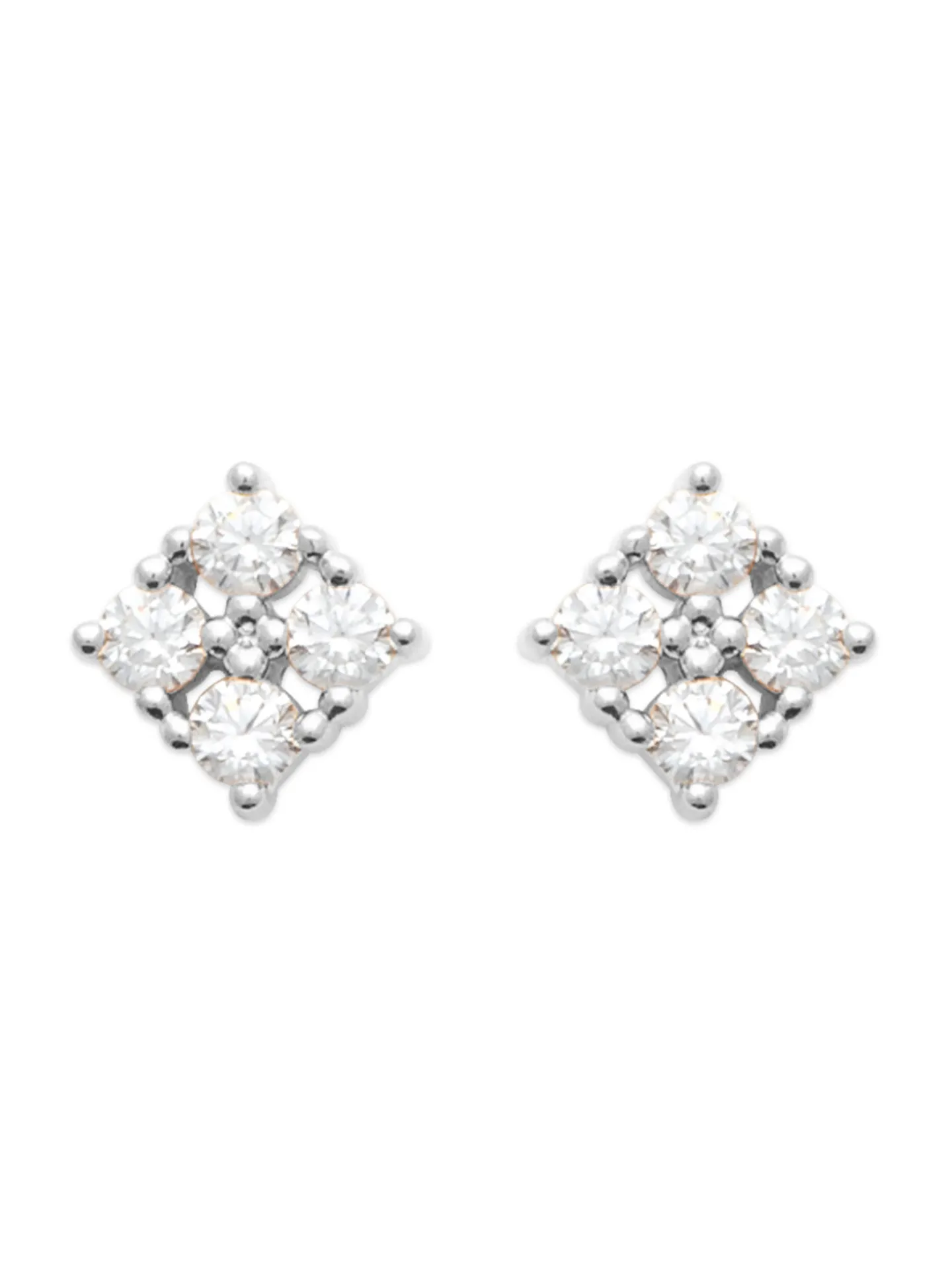 Boucles d'Oreilles Brillaxis puces carrées_x005f_x000D_en Argent Rhodié et Oxyde