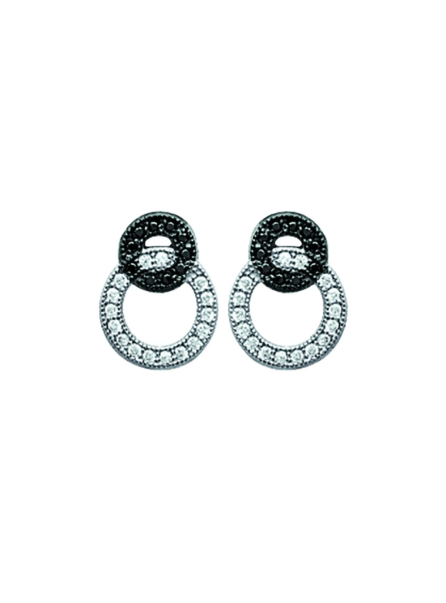 Boucles d'oreilles Brillaxis argent black et white