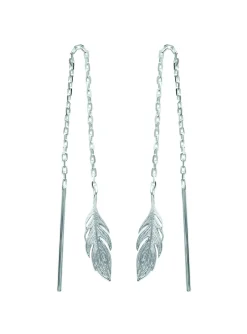 Boucles d'oreilles Brillaxis plumes pendantes argent